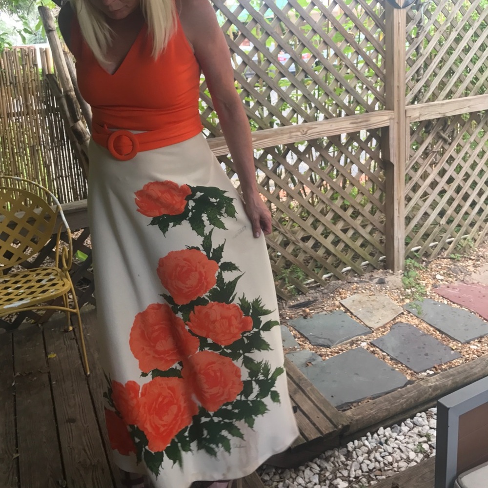 HP!!!  HAND PAINTED Vintage Maxi Dress WOW!!❤️❤️❤️